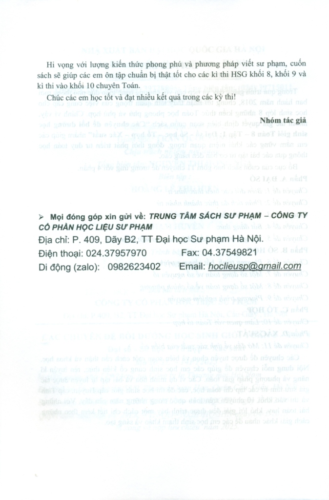 CÁC CHUYÊN ĐỀ BỒI DƯỠNG HỌC SINH GIỎI TOÁN LỚP 8 - TẬP 1 (Đại số - Số học - Tổ hợp - Xác suất)